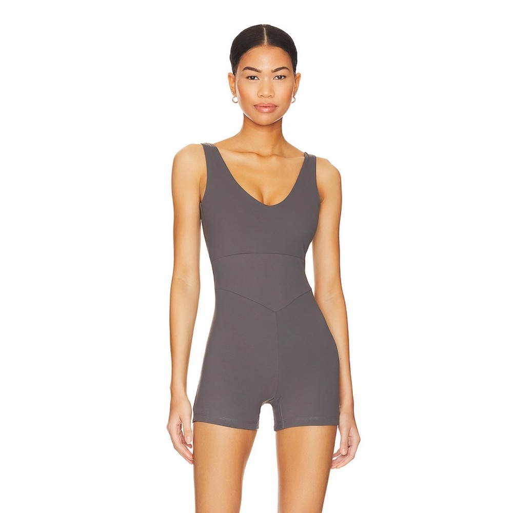 Varley Charcoal Gray Fitted Romper Jumpsuit